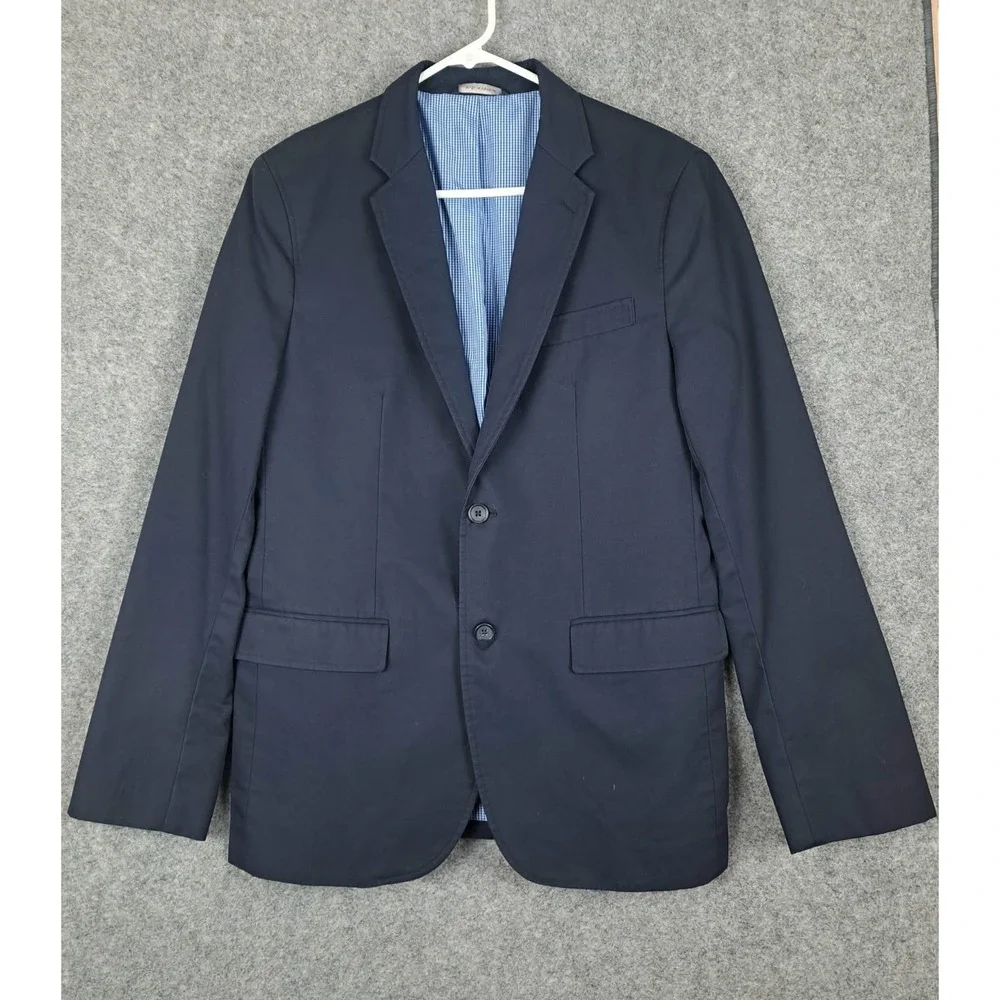Banana Republic 42L Navy Blue 100% COTTON Tailored Blazer‎ Jacket slim fit
